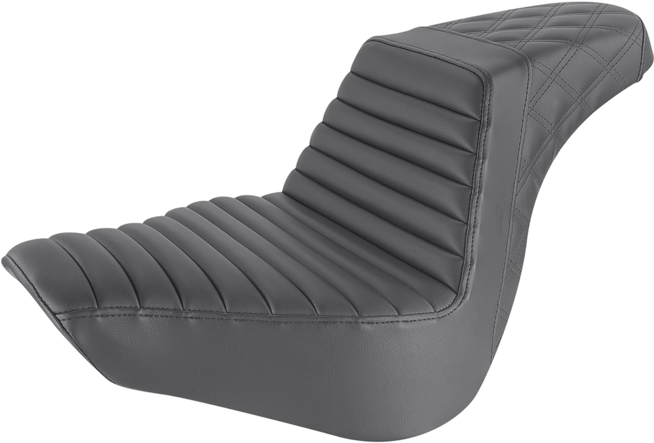 SADDLEMEN Step Up Seat - Lattice Stitched - Black - Softail 818-27-176
