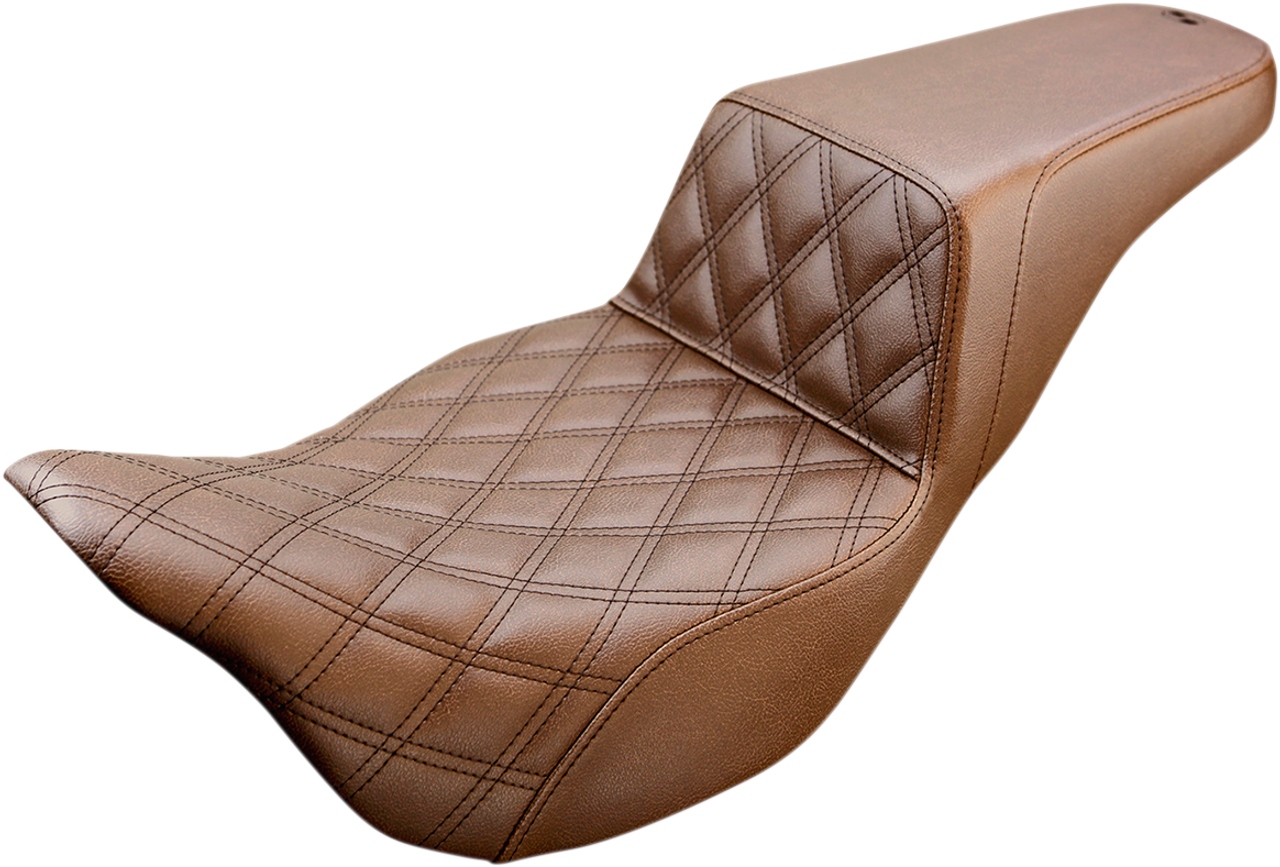 SADDLEMEN Step Up Seat - Lattice Stitched - Brown - FLH 808-07B-172BR