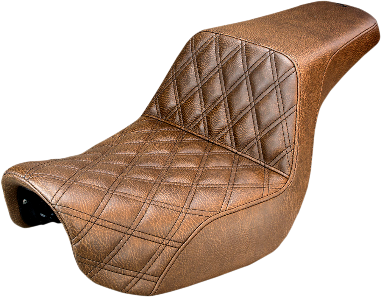SADDLEMEN Step Up Seat - Lattice Stitched - Brown - FXD 806-04-172BR
