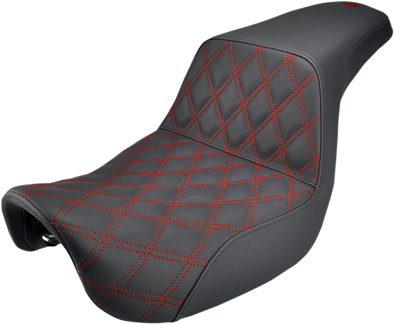 SADDLEMEN Step Up Seat - Lattice Stitched - Red Stitched - Dyna 806-04-172RD