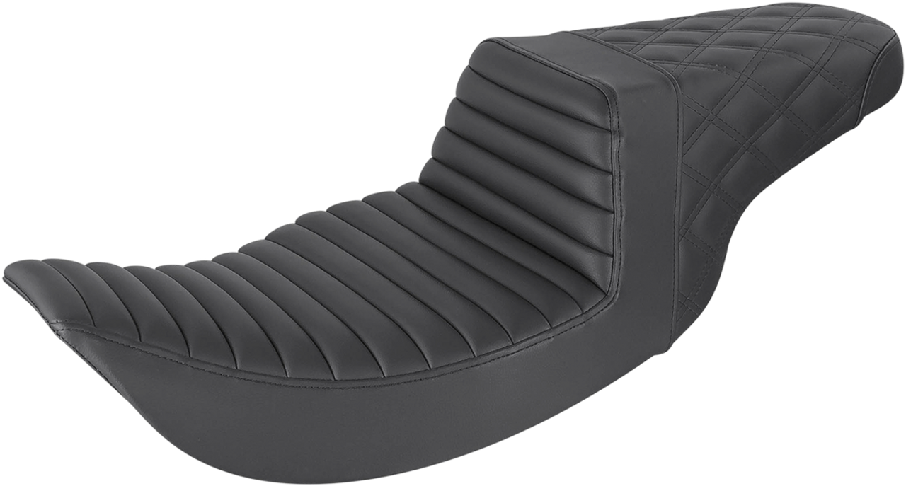 SADDLEMEN Step Up Seat - Tuck and Roll/Lattice Stitched - Black 897-06-176