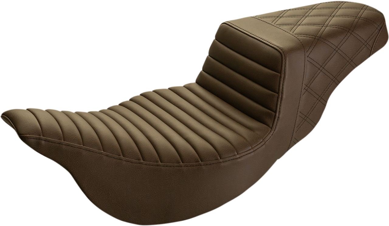 SADDLEMEN Step Up Seat - Tuck and Roll/Lattice Stitched - Brown - FLH 808-07B-176BREX