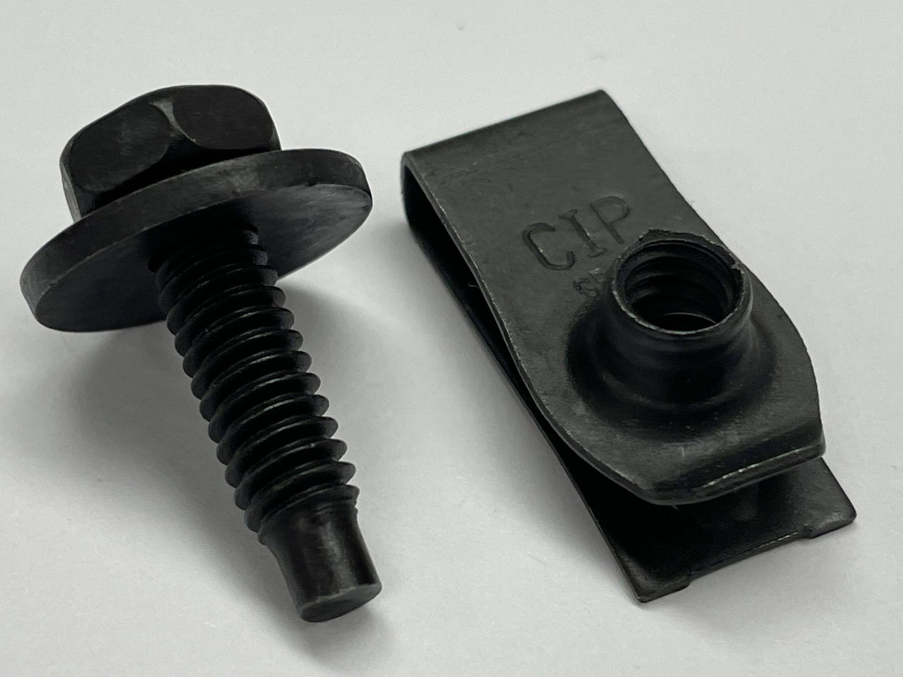 Steel Body Bolts 1/4-20 x 7/8" with Clips - Black Oxide Finish