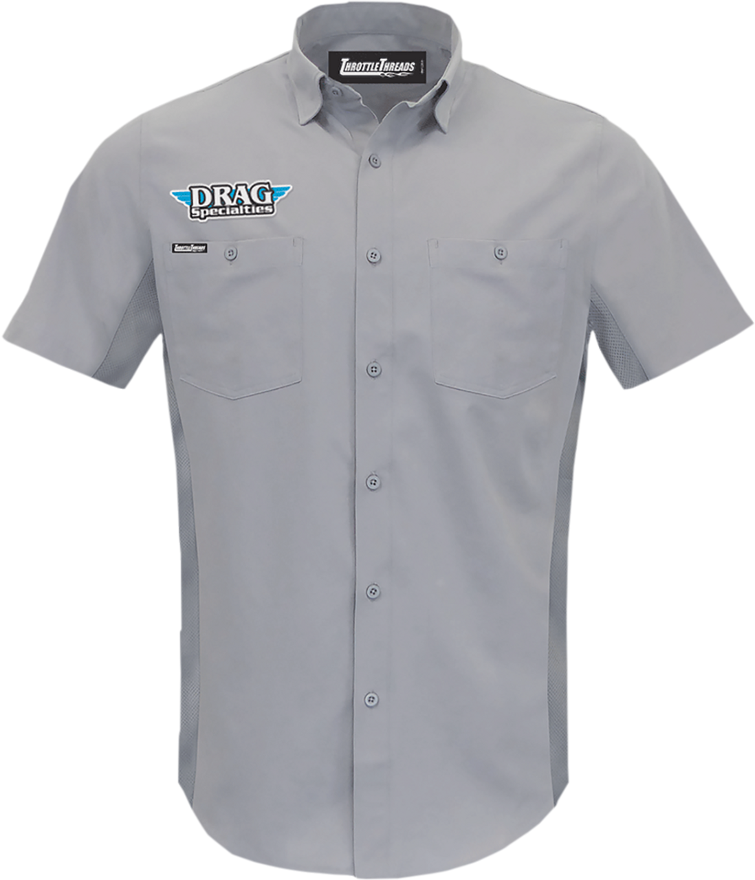 THROTTLE THREADS Drag Specialties Vented Shop Shirt - Gray - Large DRG31ST26GYLG
