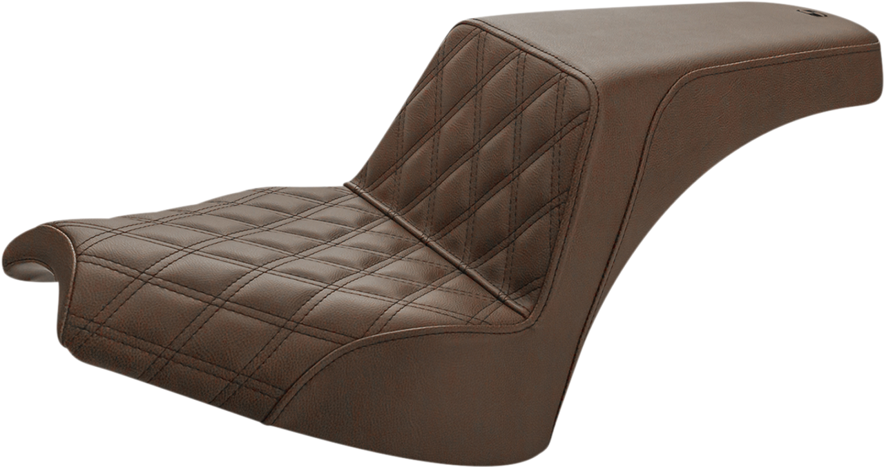 SADDLEMEN Step Up Seat - Driver Lattice Stitch/Passenger Smooth - Brown I21-04-172BR