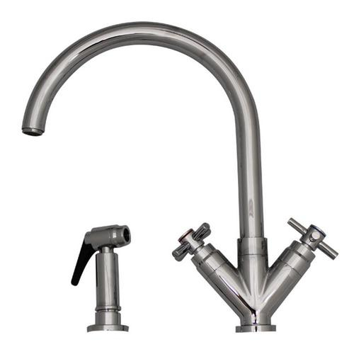 Whitehaus 3-03942CH85-C Faucet with Gooseneck Swivel Spout, V Style
