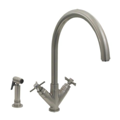 Whitehaus 3-03942SS85-BN Faucet with Gooseneck Swivel Spout, V Style