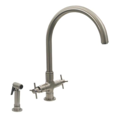 Whitehaus 3-03954SS85-BN Faucet with Gooseneck Swivel Spout