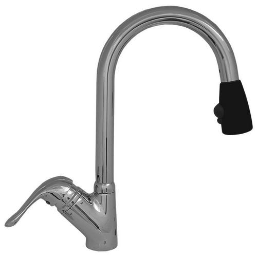 Whitehaus 3-2169-C-B Faucet Single Hole Handle, Chrome, Black Head