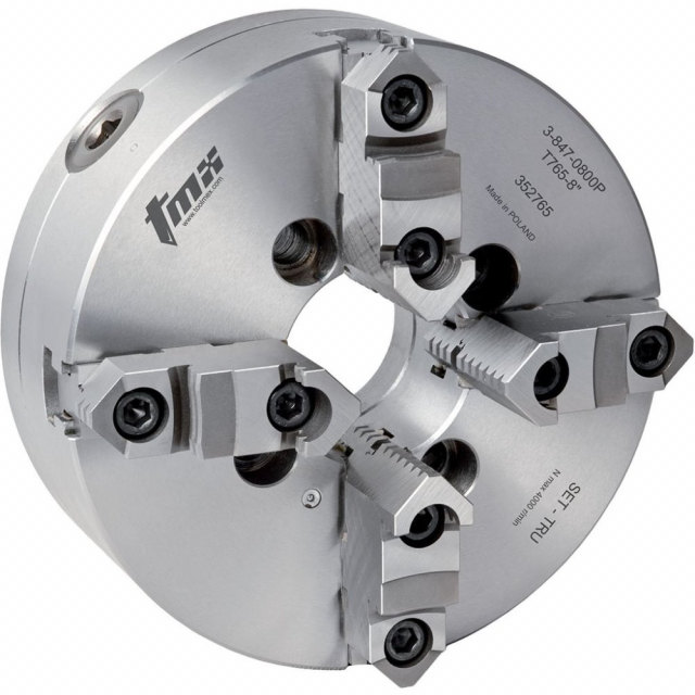 Toolmex 3-847-0800P SET-TRU 3-Jaw Forged Steel Scroll Chuck, 8"