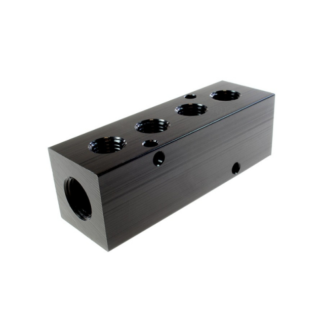 Coilhose Pneumatics 3043 4-Port Aluminum Manifold, 3/8" In x 1/4" Out