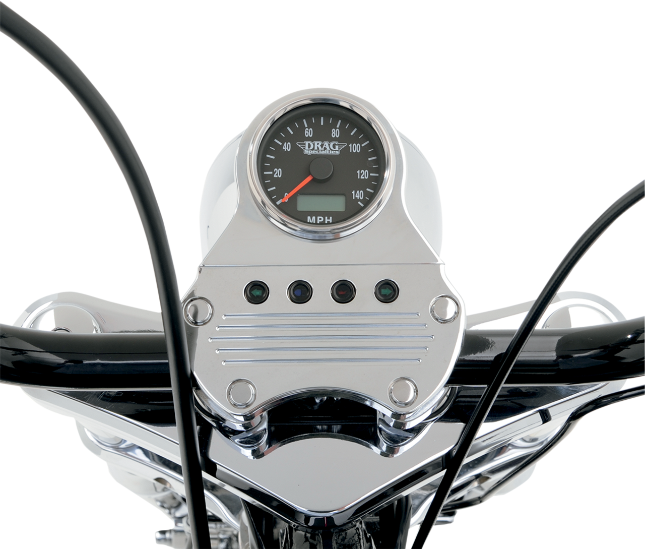 DRAG SPECIALTIES 2.4" MPH Programmable Mini Electronic Speedometer with Odometer/Tripmeter - Polished - Black Face 21-6893DSNU