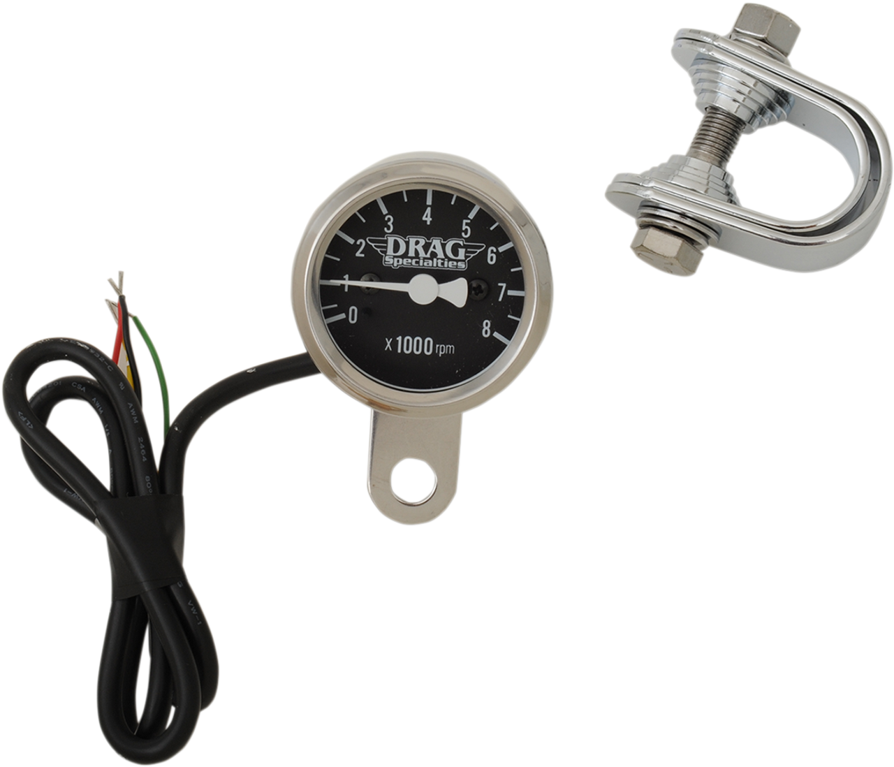 DRAG SPECIALTIES 1-7/8" Electronic Mini Tachometer - Steel Housing - LED Illuminated Black Face 21-6962NUDS