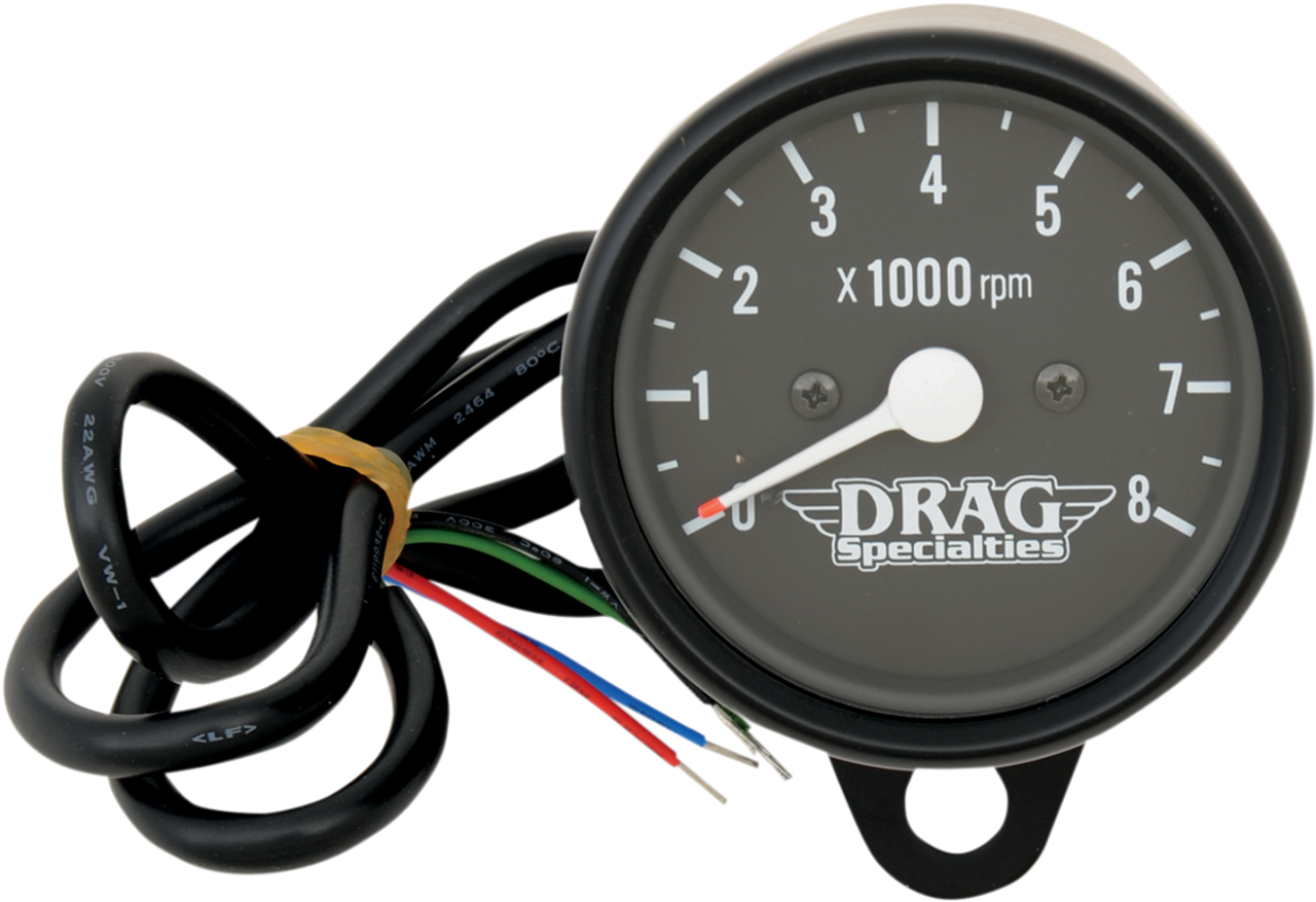 DRAG SPECIALTIES 2.4" Mini Electronic 8000 RPM Tachometer - Black Housing - Black Face 21-6910BNUDS1