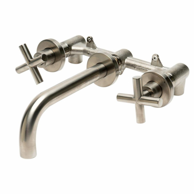 ALFI Brand AB1035-BN Faucet 8" Widespread Wall-Mounted Cross Handle