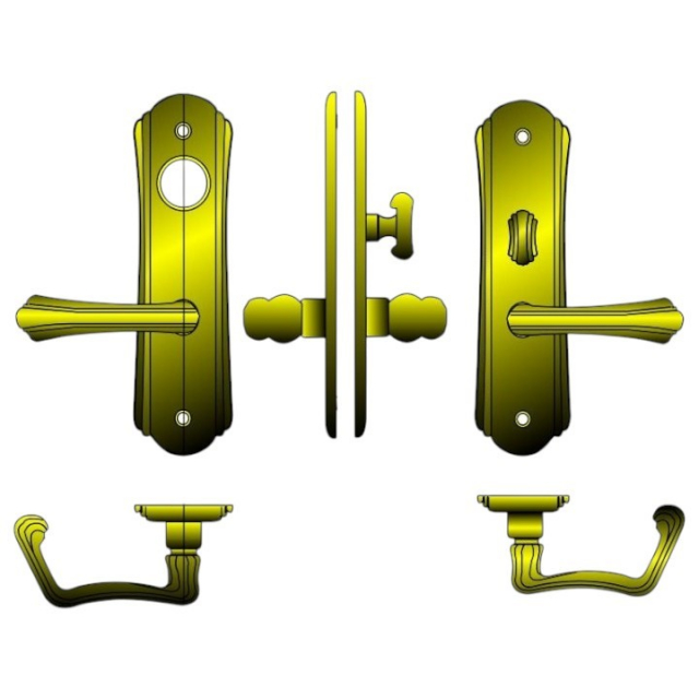 Baton Lock TA95 LL PVD/4 Trim Set with Lever, PVD/24 Finish