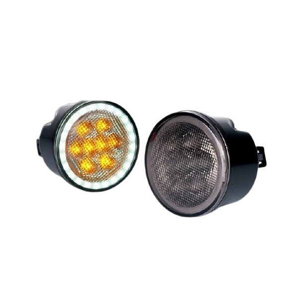 Xprite TS-JK-DRL-G2-SMK LED Amber Turn Signal Light with Halo DRL