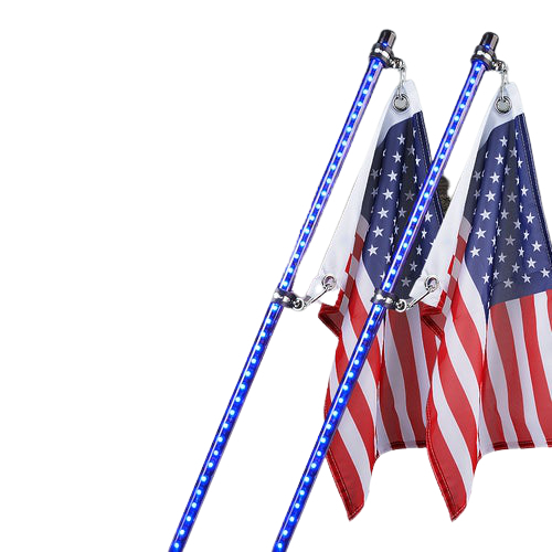 Xprite WHIP-5FT-K-G3-B-2PC Raven Series Spiral RGB LED Flag Whip Light