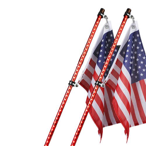 Xprite WHIP-5FT-K-G3-R-2PC Raven Series Spiral RGB LED Flag Whip Light