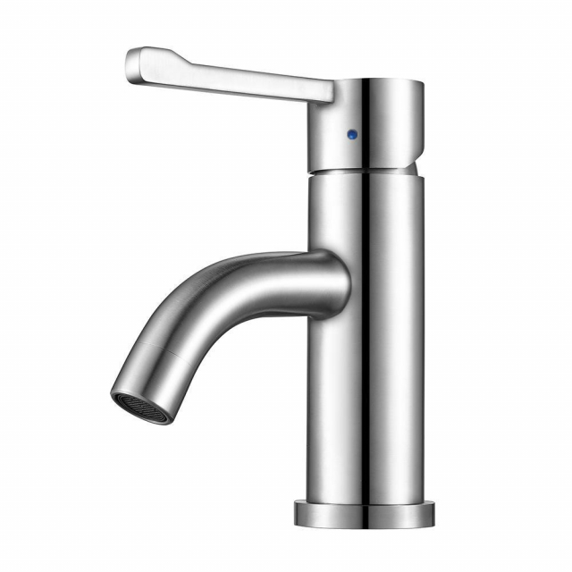 Whitehaus WHS0221-SB-PSS Lavatory Faucet, Polished Stainless Steel