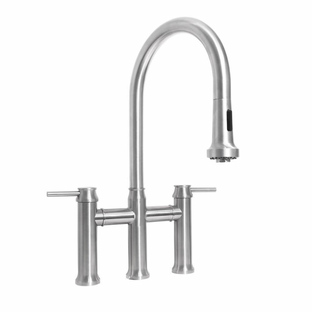 Whitehaus WHS6900-PDK-BSS Faucet, Brushed Stainless Steel