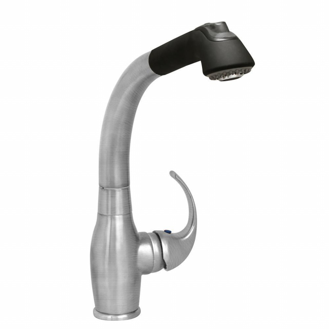 Whitehaus WHUS566-BNB Faucet Kitchen, Brushed Nickel PVD/Black